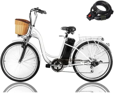 Bicicleta eléctrica para adultos Cruiser Ebike con cesta Handiness Bicicleta eléctrica Mujeres Ciclismo recreativo 18-22mph City Commuter Ebike